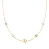 Personalized Classic 1 Letter & 4 Birthstone Necklace in 14k Gold (Double Spacing) sold by Haverhill