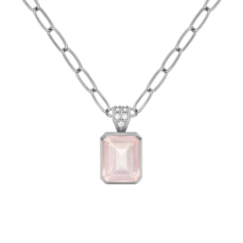 Warren Rose Quartz Pendant with Diamond Bale in 14k Gold (October) sold by Haverhill