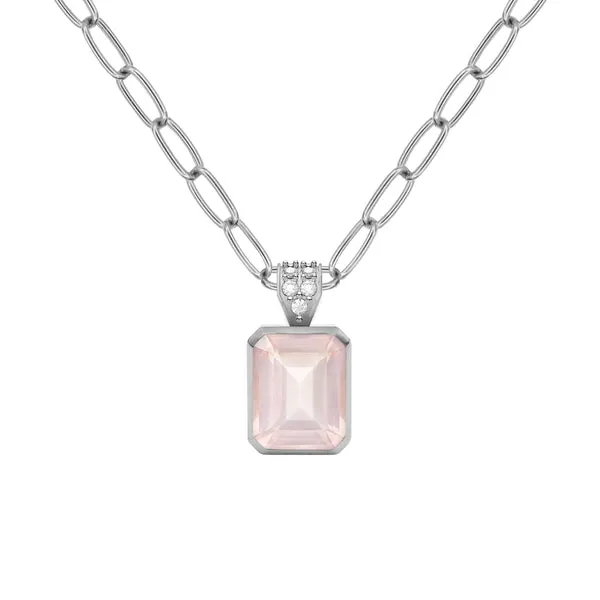 Warren Rose Quartz Pendant with Diamond Bale in 14k Gold (October) sold by Haverhill