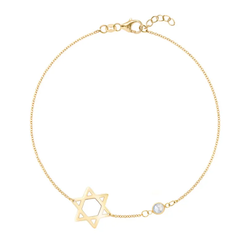 Personalized Classic Star of David & 1 Birthstone Bracelet in 14k Gold sold by Haverhill