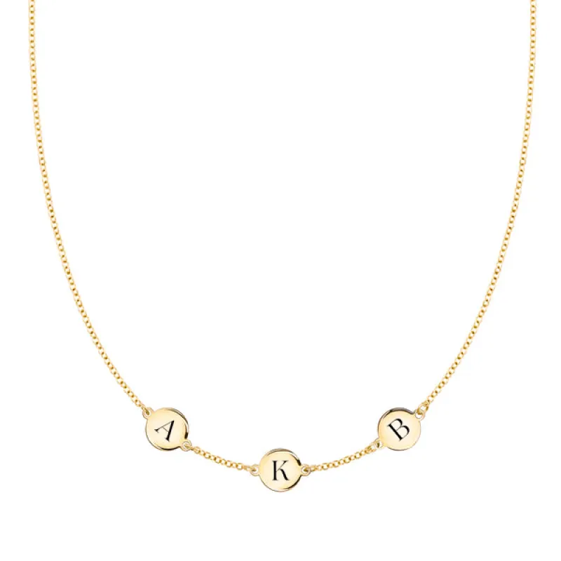Personalized 3 Letter Necklace in 14k Gold (Single Spacing) sold by Haverhill