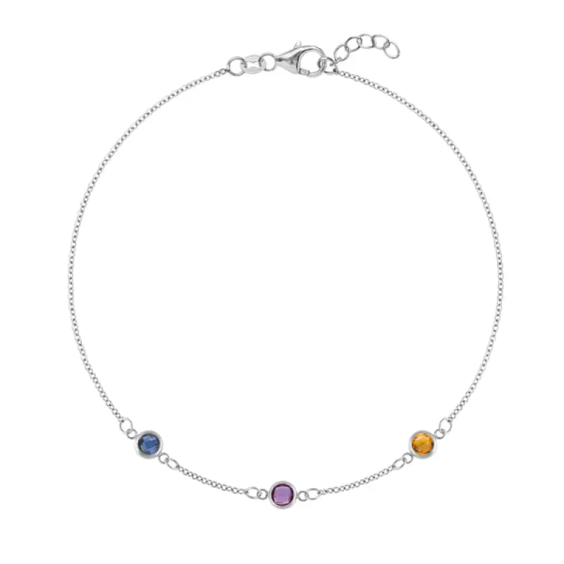 Personalized Classic 3 Birthstone Bracelet in 14k Gold sold by Haverhill