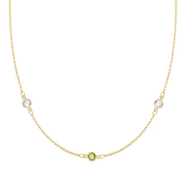 Personalized Classic 3 Birthstone Necklace in 14k Gold sold by Haverhill