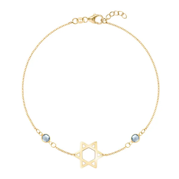 Personalized Classic Star of David & 2 Birthstone Bracelet in 14k Gold sold by Haverhill