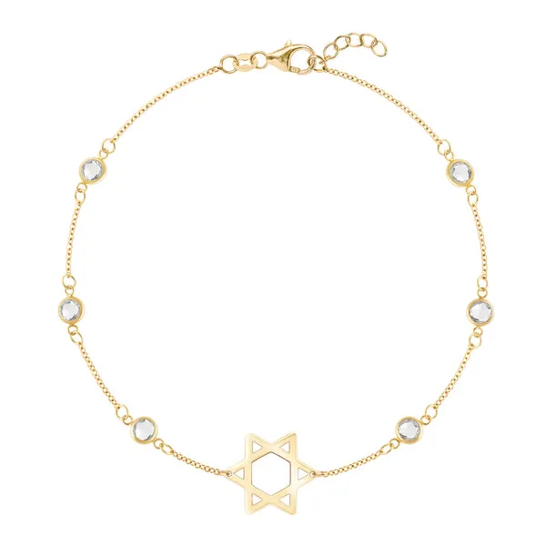 Personalized Bayberry Birthstone Star of David Bracelet in 14k Gold sold by Haverhill