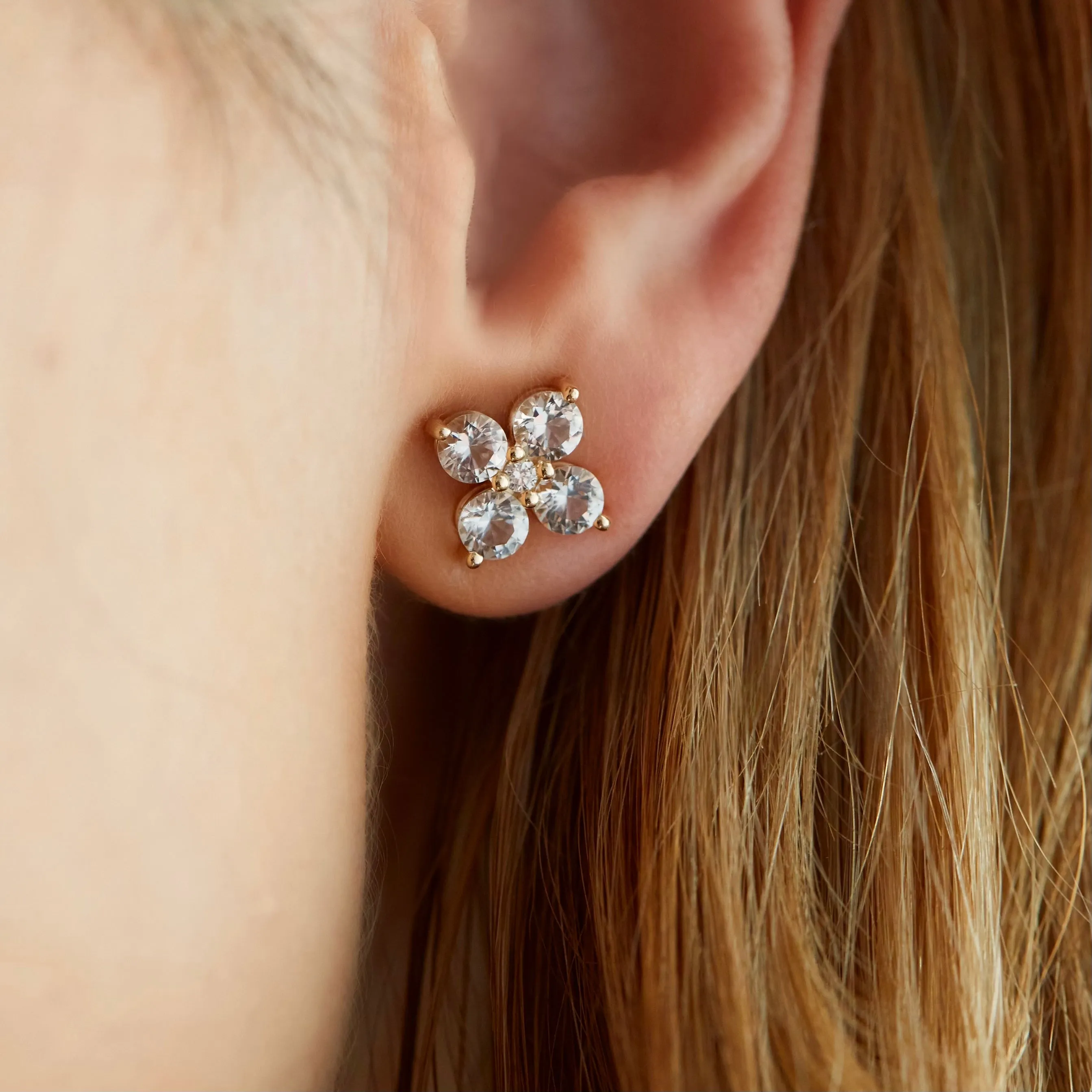 Personalized Greenwich 4 Birthstone & Diamond Earrings in 14k Gold sold by Haverhill product image thumbnail 3