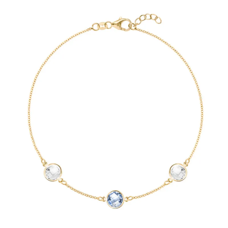 Personalized Grand 3 Birthstone Bracelet in 14k Gold sold by Haverhill