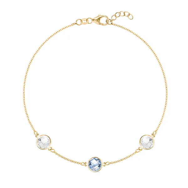Personalized Grand 3 Birthstone Bracelet in 14k Gold sold by Haverhill
