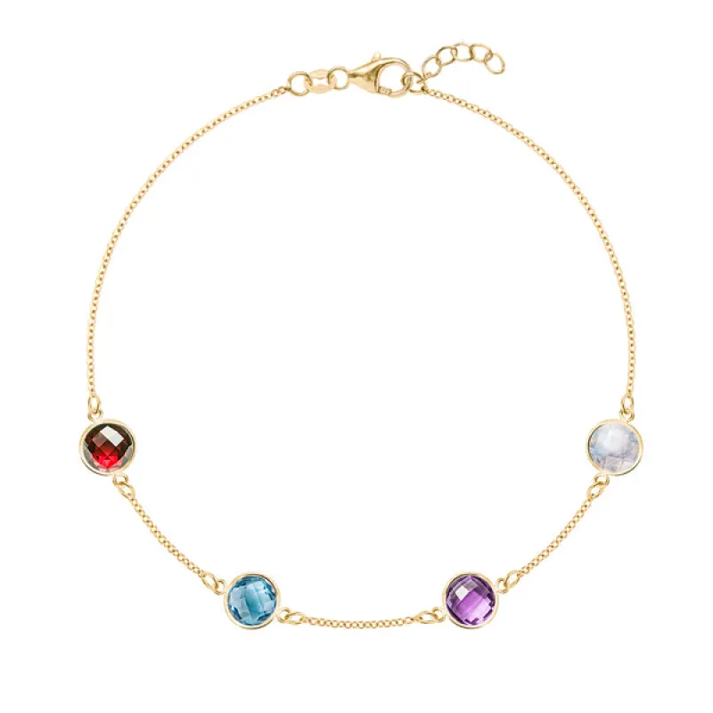 Personalized Grand 4 Birthstone Bracelet in 14k Gold sold by Haverhill