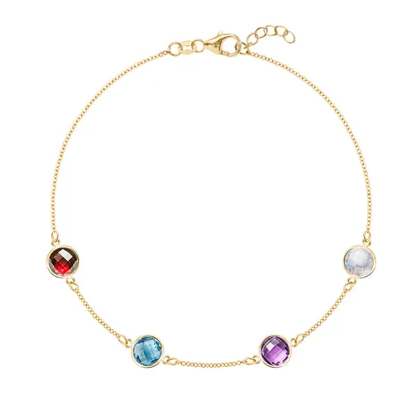 Personalized Grand 4 Birthstone Bracelet in 14k Gold sold by Haverhill