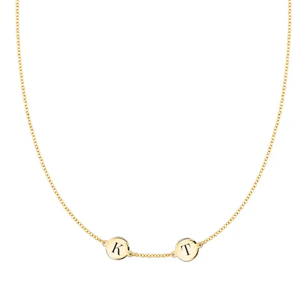 Personalized 2 Letter Necklace in 14k Gold (Single Spacing) sold by Haverhill