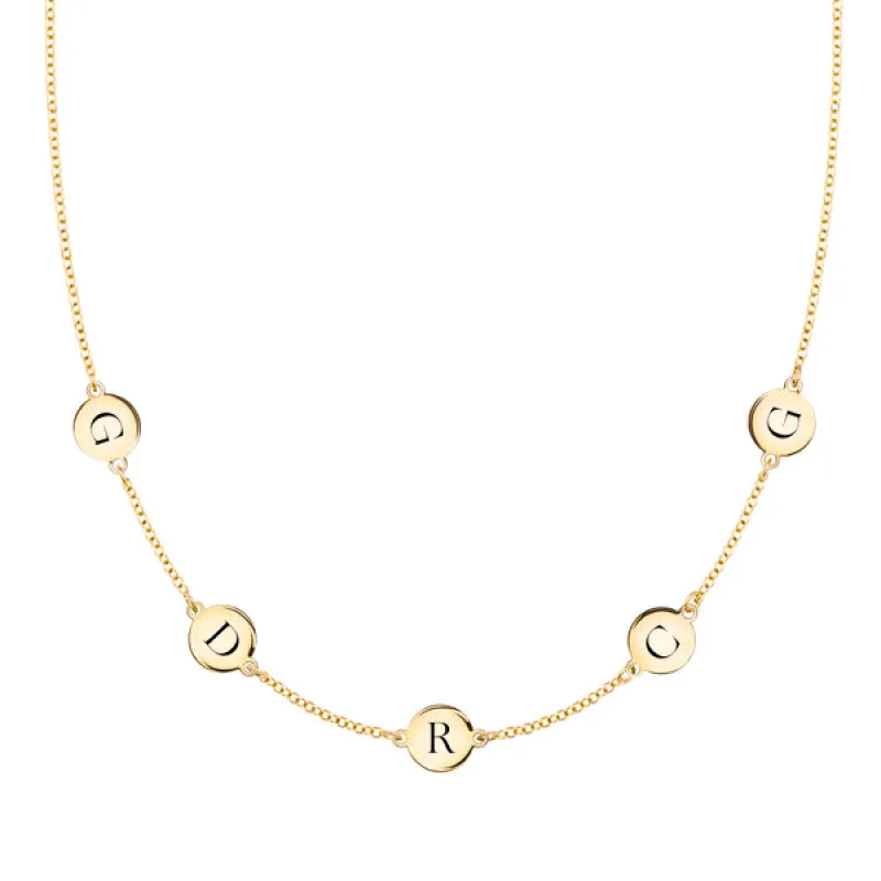 Personalized 5 Letter Necklace in 14k Gold (Double Spacing) sold by Haverhill