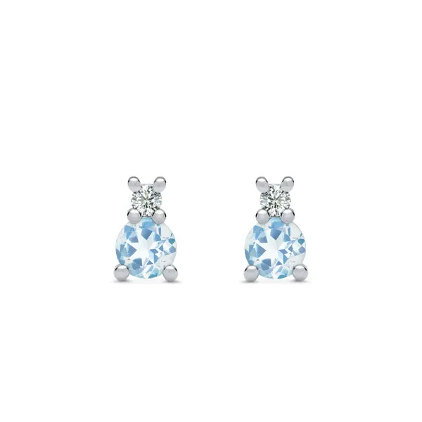 Personalized Greenwich Solitaire Birthstone & Diamond Earrings in 14k Gold sold by Haverhill