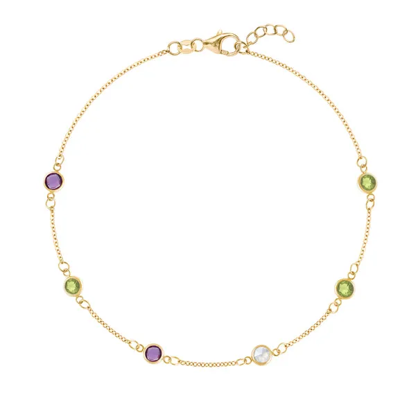 Personalized Classic 6 Birthstone Bracelet in 14k Gold sold by Haverhill