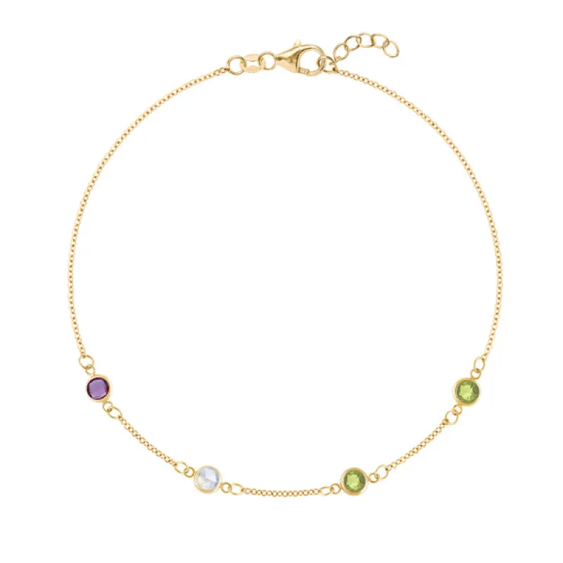 Personalized Classic 4 Birthstone Bracelet in 14k Gold sold by Haverhill