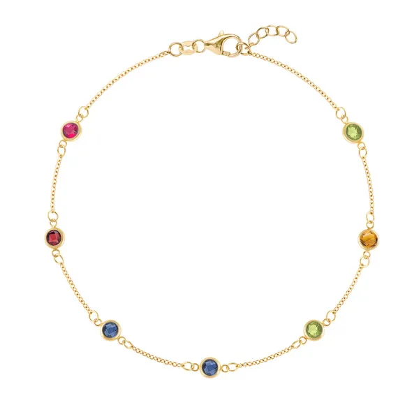 Personalized Classic 7 Birthstone Bracelet in 14k Gold sold by Haverhill