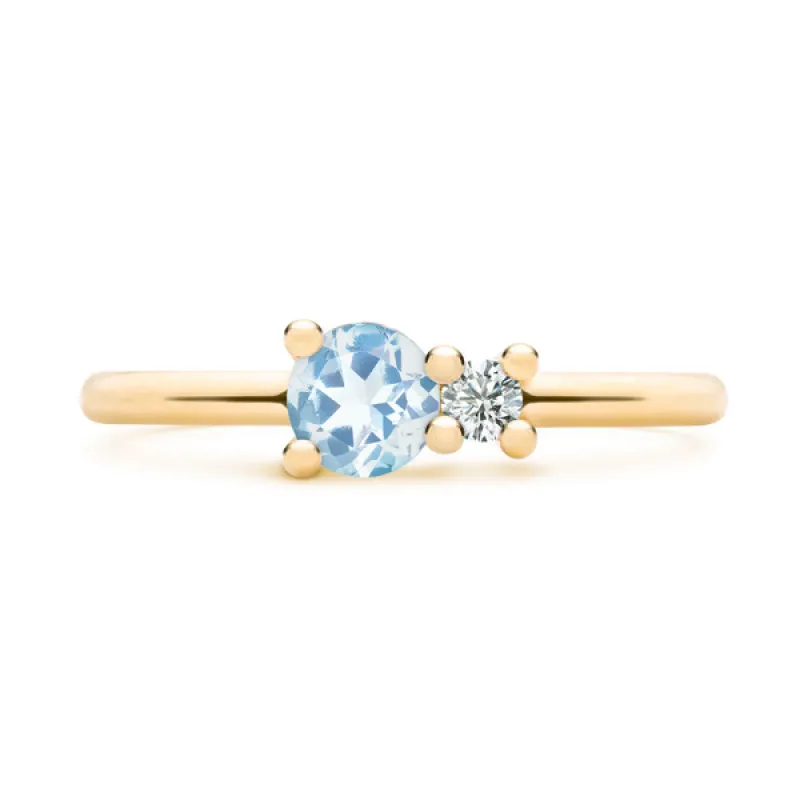 Personalized Greenwich Solitaire Birthstone & Diamond Ring in 14k Gold sold by Haverhill