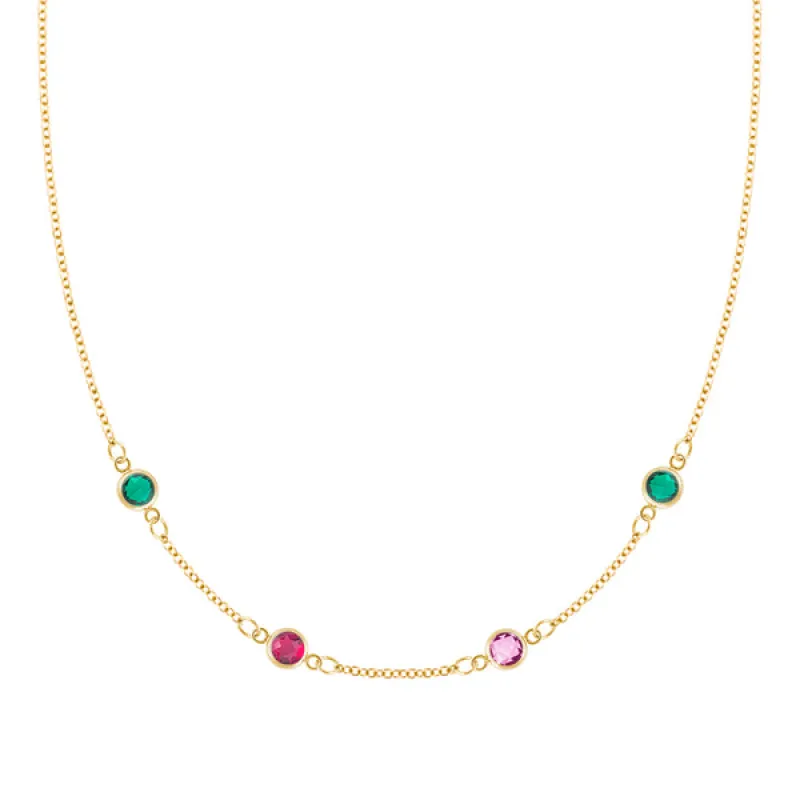 Personalized Classic 4 Birthstone Necklace in 14k Gold sold by Haverhill