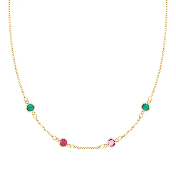 Personalized Classic 4 Birthstone Necklace in 14k Gold sold by Haverhill