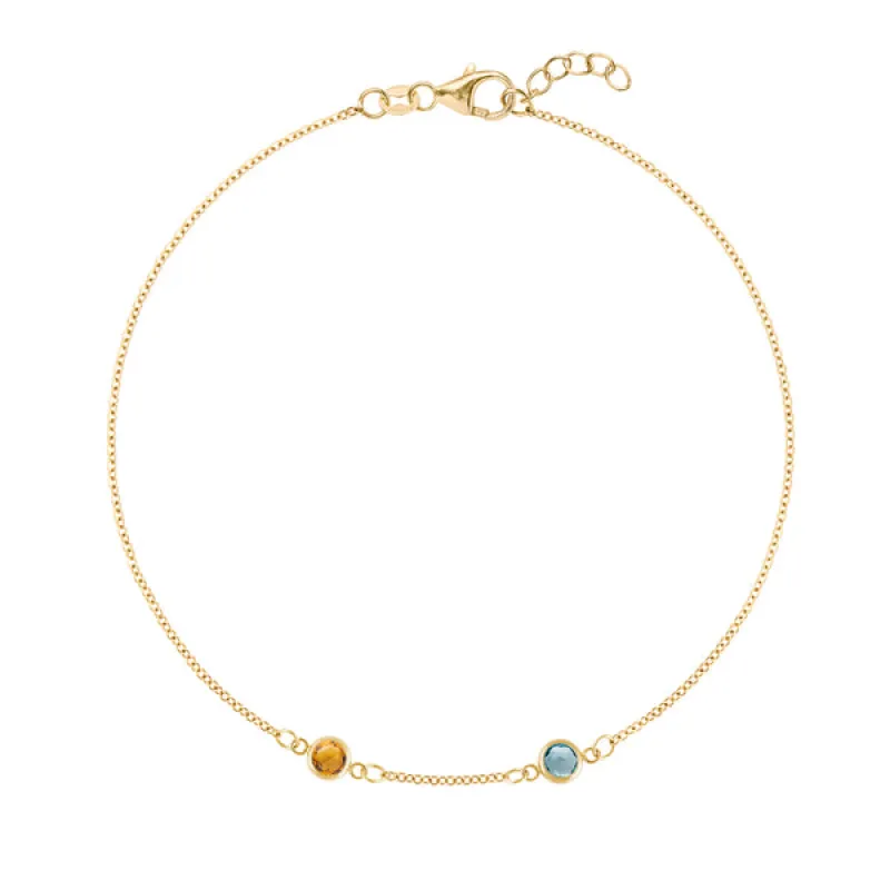 Personalized Classic 2 Birthstone Bracelet in 14k Gold sold by Haverhill