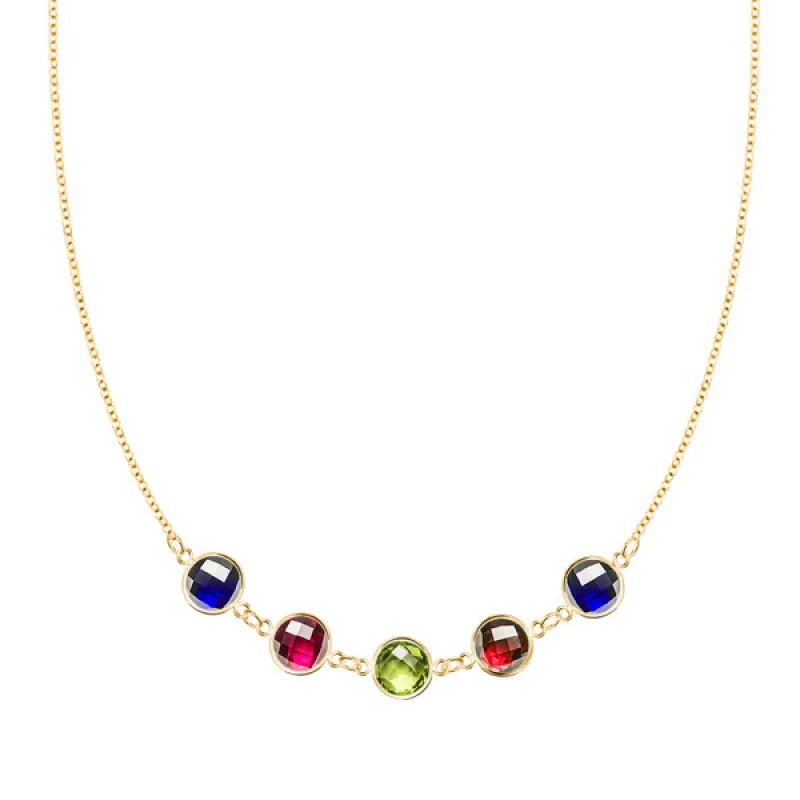 Personalized Grand 5 Connected Birthstone Necklace in 14k Gold sold by Haverhill