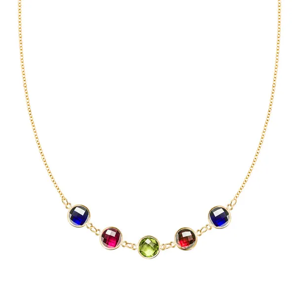 Personalized Grand 5 Connected Birthstone Necklace in 14k Gold sold by Haverhill