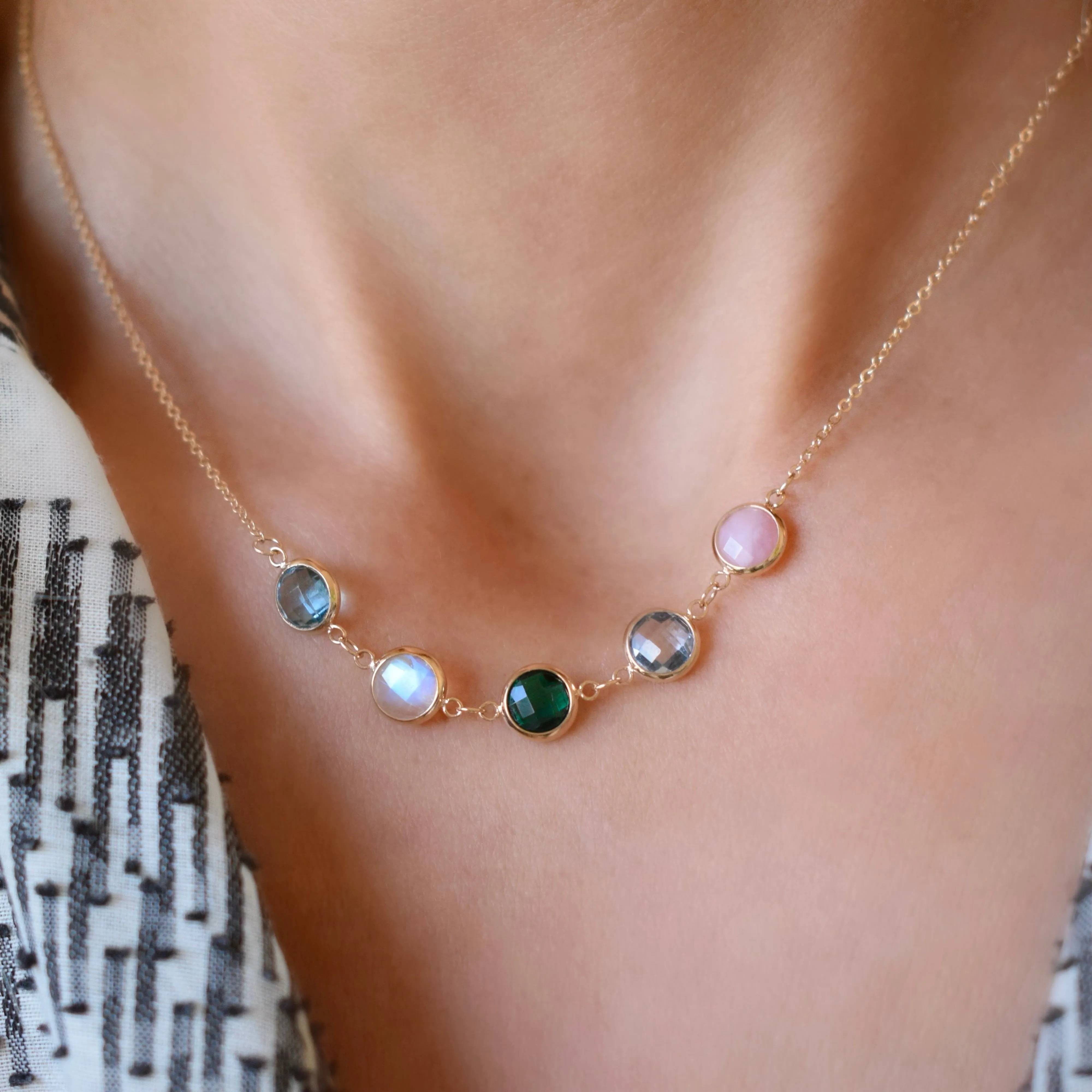 Personalized Grand 5 Connected Birthstone Necklace in 14k Gold sold by Haverhill product image thumbnail 3