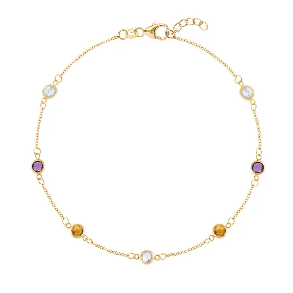 Personalized Classic 7 Birthstone Bracelet in 14k Gold sold by Haverhill