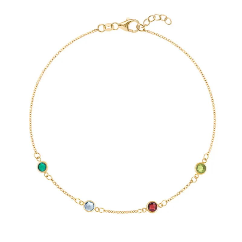 Personalized Classic 4 Birthstone Bracelet in 14k Gold sold by Haverhill