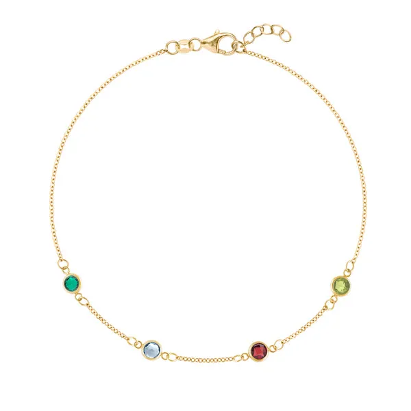 Personalized Classic 4 Birthstone Bracelet in 14k Gold sold by Haverhill