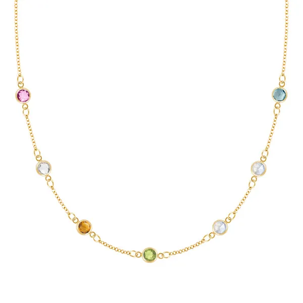 Personalized Classic 7 Birthstone Necklace in 14k Gold sold by Haverhill