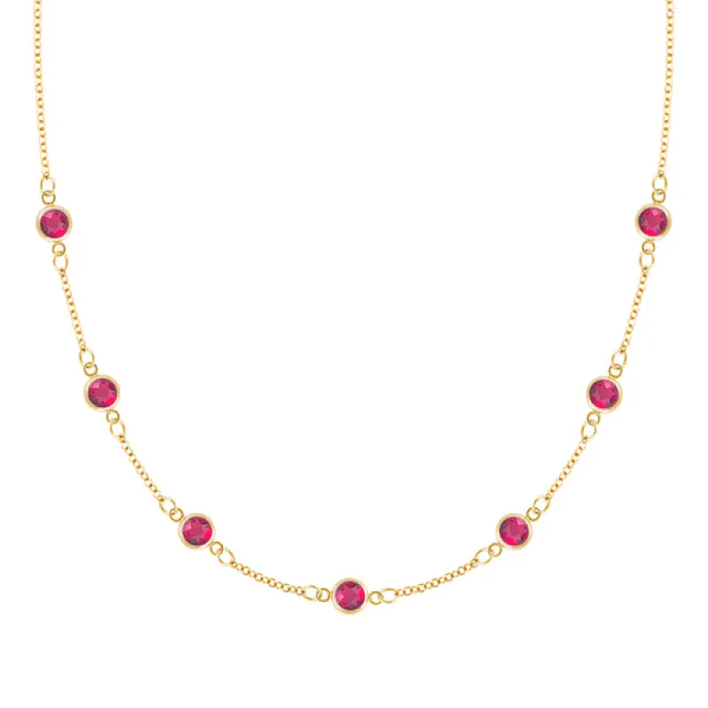 Personalized Classic 7 Birthstone Necklace in 14k Gold sold by Haverhill