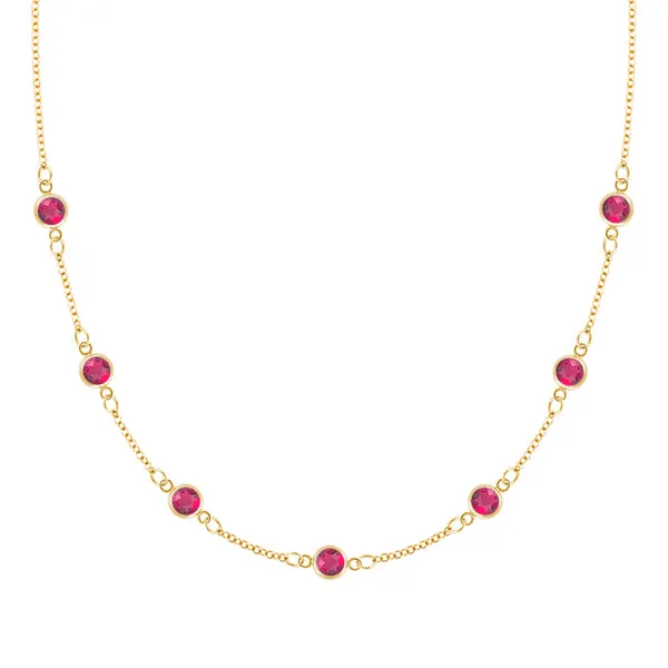 Personalized Classic 7 Birthstone Necklace in 14k Gold sold by Haverhill