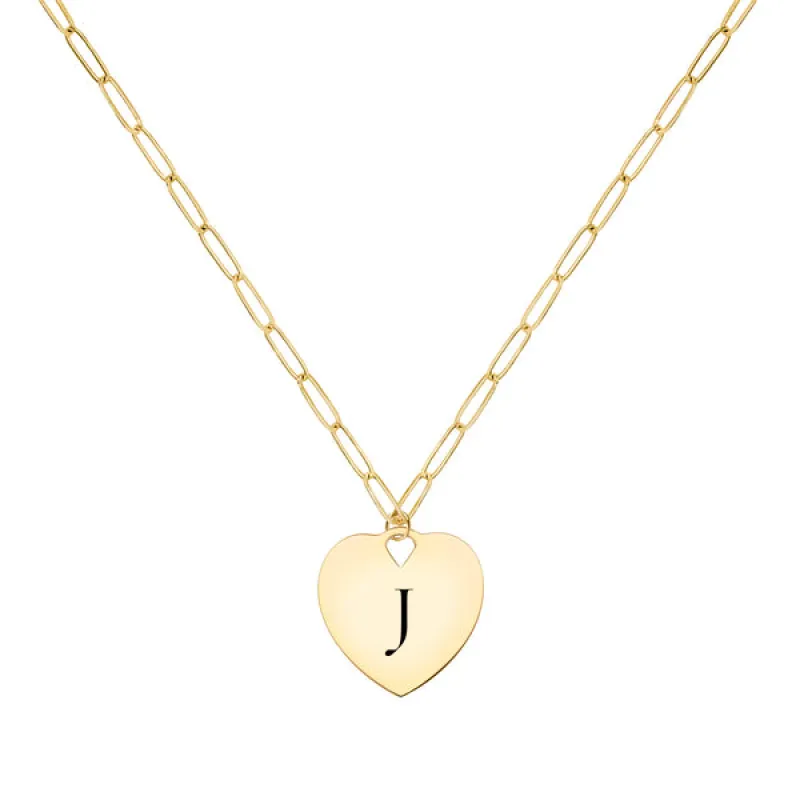 Engravable Flat Heart Pendant with Adelaide Mini Chain in 14k Gold sold by Haverhill