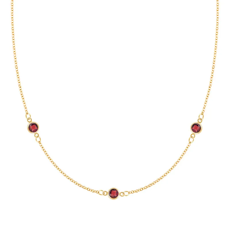 Personalized Classic 3 Birthstone Necklace in 14k Gold sold by Haverhill