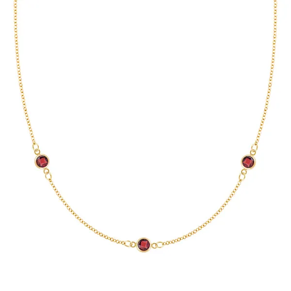 Personalized Classic 3 Birthstone Necklace in 14k Gold sold by Haverhill