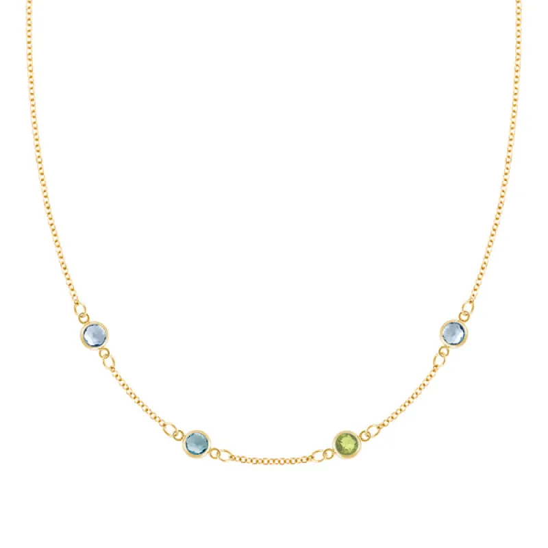 Personalized Classic 4 Birthstone Necklace in 14k Gold sold by Haverhill