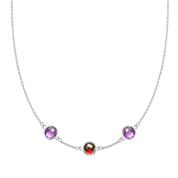 Personalized Grand 3 Birthstone Necklace in 14k Gold sold by Haverhill