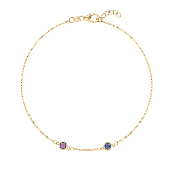 Personalized Classic 2 Birthstone Bracelet in 14k Gold sold by Haverhill