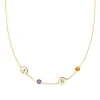 Personalized Classic 2 Letter & 2 Birthstone Necklace in 14k Gold (Single Spacing) sold by Haverhill