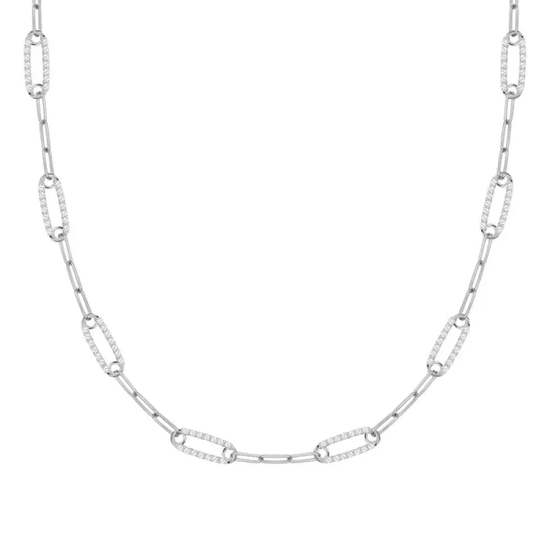 Personalized Adelaide 8 Pavé Birthstone Link Necklace in 14k Gold sold by Haverhill