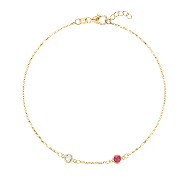 Personalized Classic 2 Birthstone Bracelet in 14k Gold sold by Haverhill