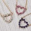 Personalized Rosecliff Small Heart Birthstone Necklace in 14k Gold sold by Haverhill