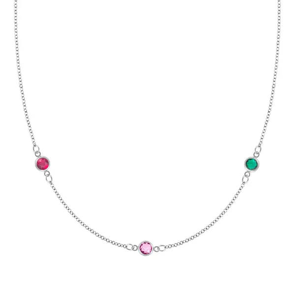 Personalized Classic 3 Birthstone Necklace in 14k Gold sold by Haverhill