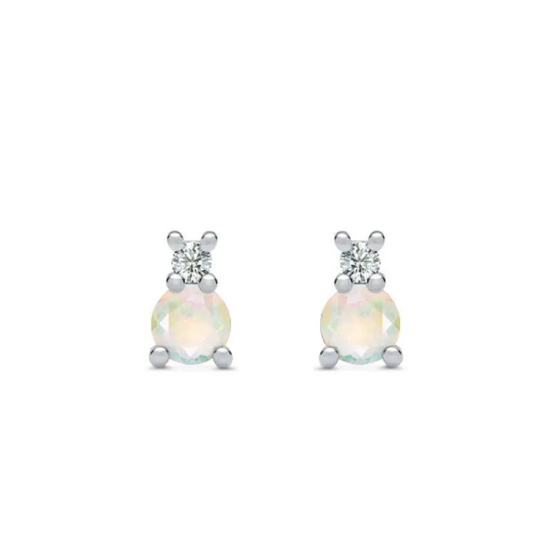 Personalized Greenwich Solitaire Birthstone & Diamond Earrings in 14k Gold sold by Haverhill