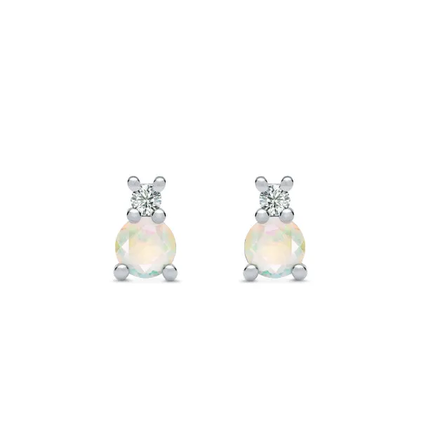 Personalized Greenwich Solitaire Birthstone & Diamond Earrings in 14k Gold sold by Haverhill