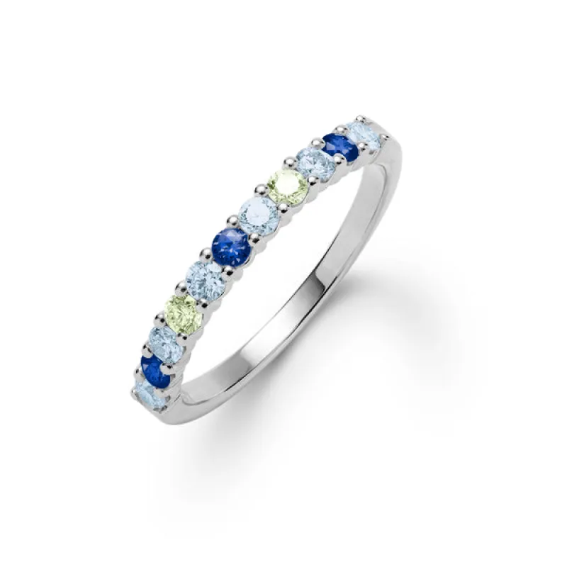 Personalized Rosecliff Birthstone Stackable Ring in 14k Gold sold by Haverhill