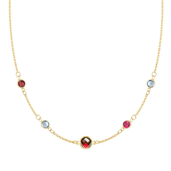 Personalized 1 Grand & 4 Classic Birthstone Necklace in 14k Gold sold by Haverhill
