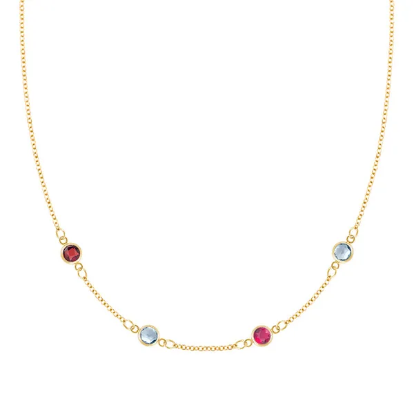 Personalized Classic 4 Birthstone Necklace in 14k Gold sold by Haverhill
