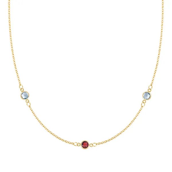 Personalized Classic 3 Birthstone Necklace in 14k Gold sold by Haverhill